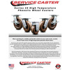 Service Caster 6 Inch Heavy Duty High Temp Phenolic Caster Set with Roller Bearings and Brakes SCC-35S620-PHRHT-SLB-4